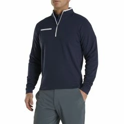 FootJoy Fleece With Contrast Trim Navy Mens Golf 1/4 Zip