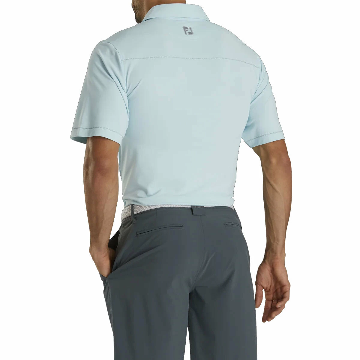 FootJoy Pique Solid With Spine Stitch Ice Blue Mens Golf Polo - Image 2