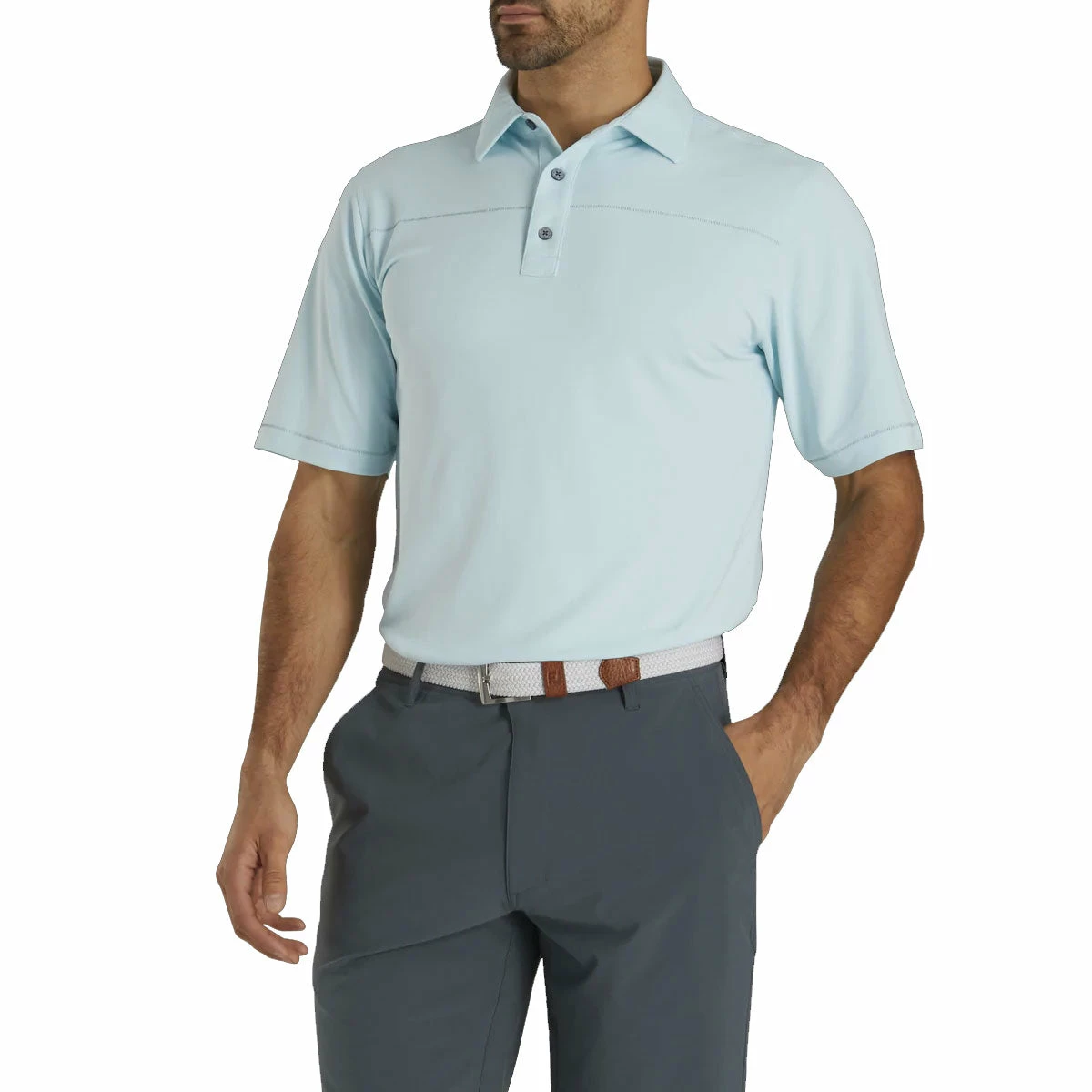 FootJoy Pique Solid With Spine Stitch Ice Blue Mens Golf Polo
