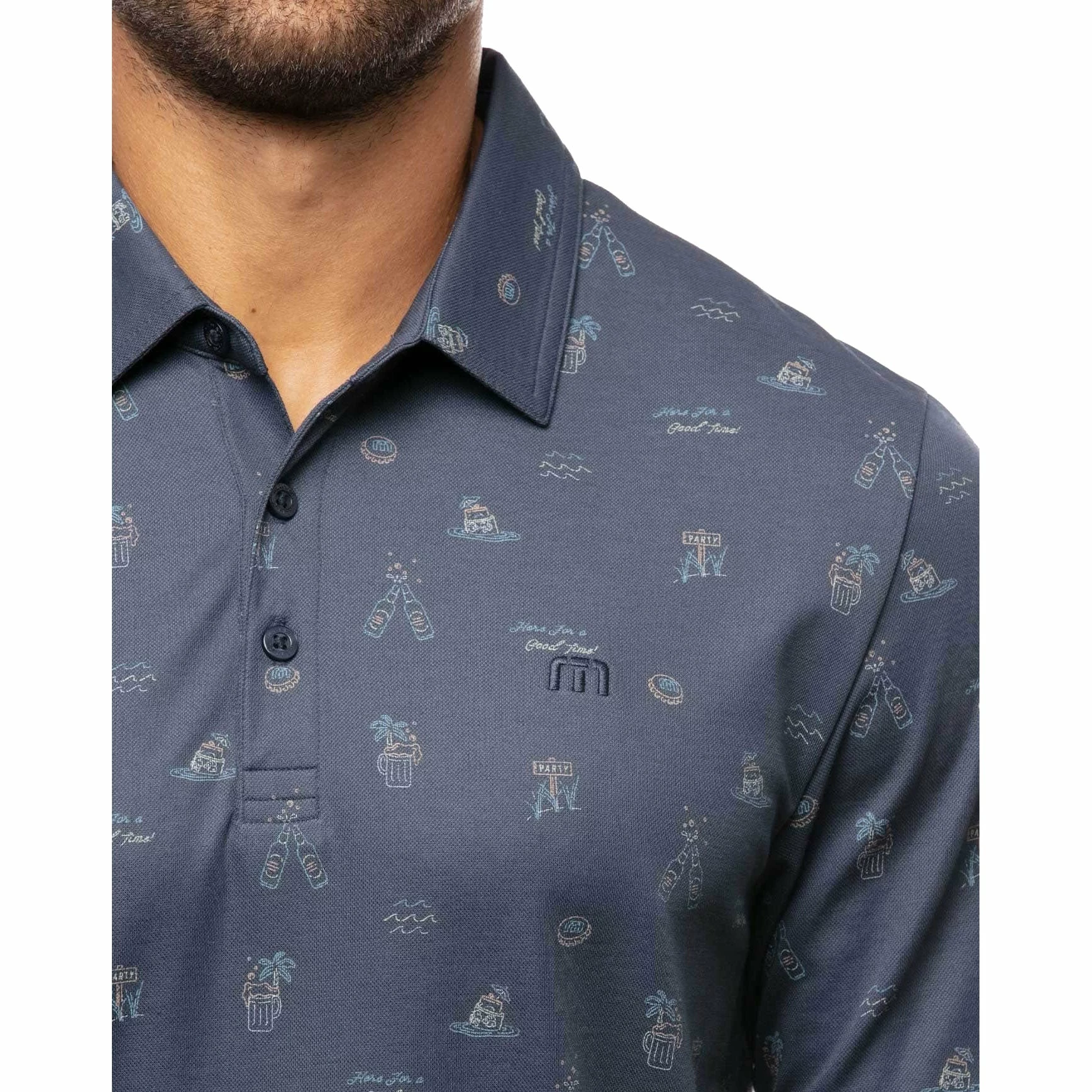 TravisMathew Dress To Impress Mood Indigo Mens Golf Polo - Image 3
