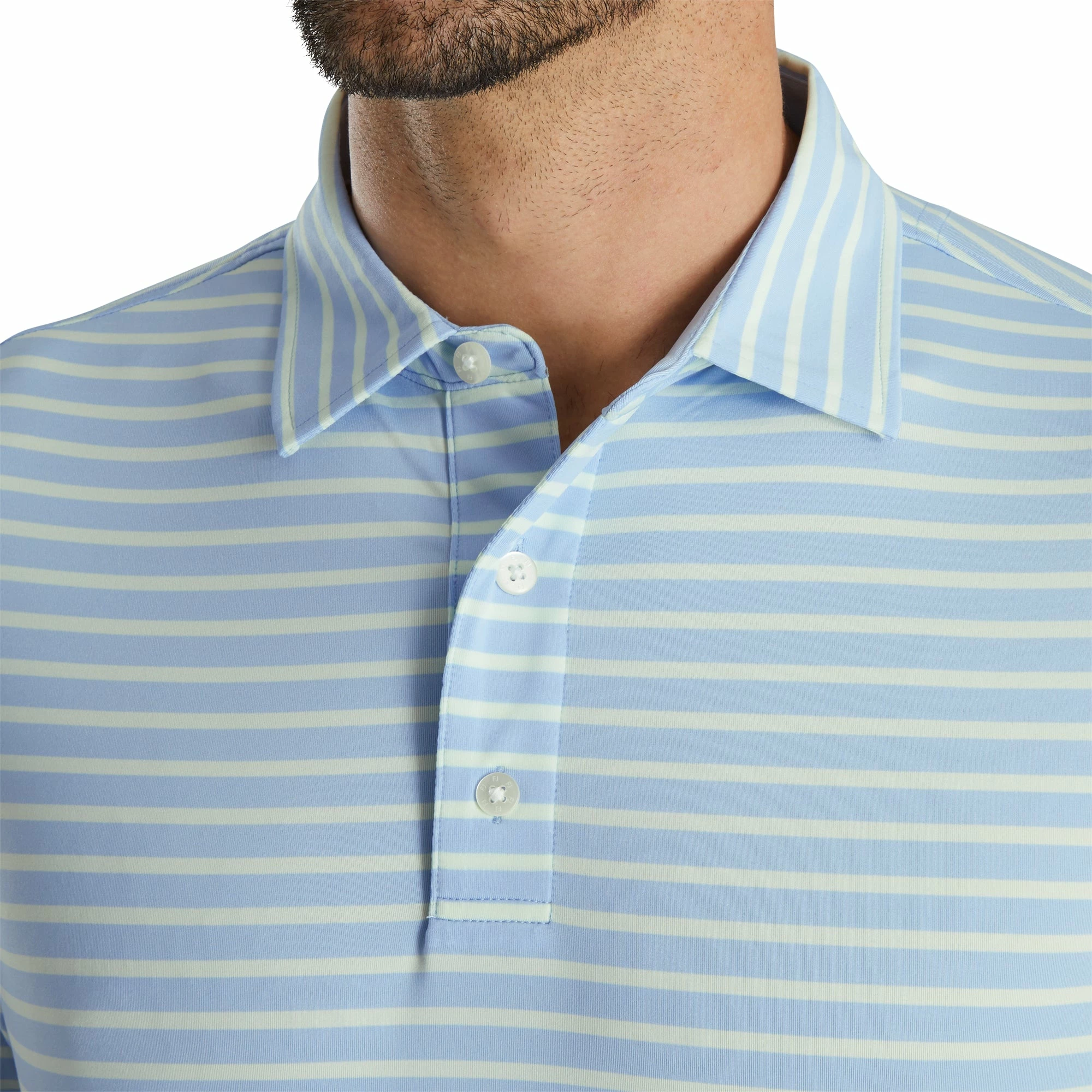 FootJoy ProDry Lisle 2-Color Stripe Sky Mens Golf Polo - Image 3