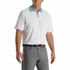 FootJoy Solid Stretch Pique With Stripe Placket Mens Golf Polo