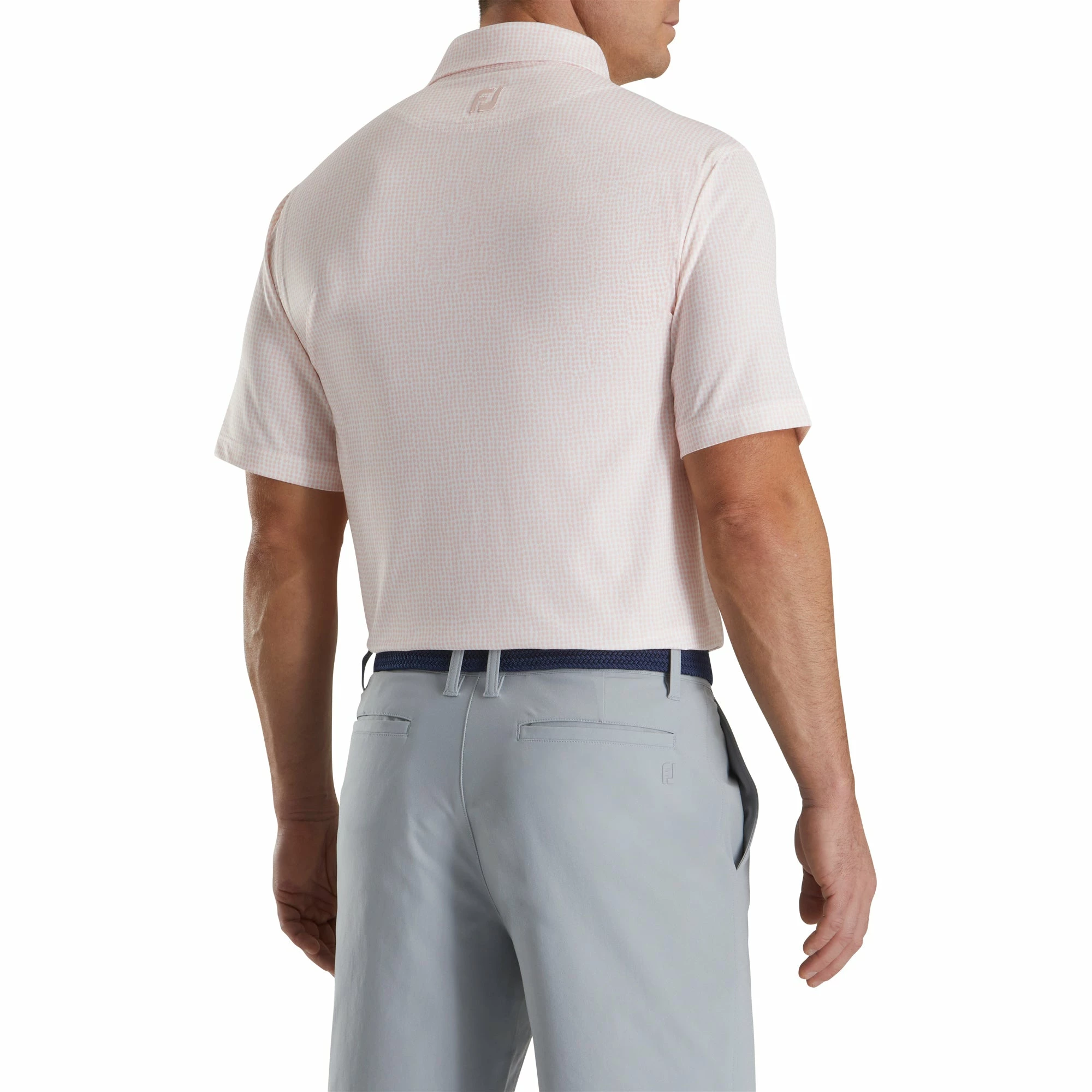 FootJoy Bead Chain Print Lisle Pink Mens Golf Polo - Image 2