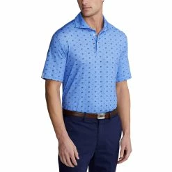 Polo Ralph Lauren RLX Ralph Lauren Printed Lightweight Airflow Jersey Sailfish Blue Mens Golf Polo